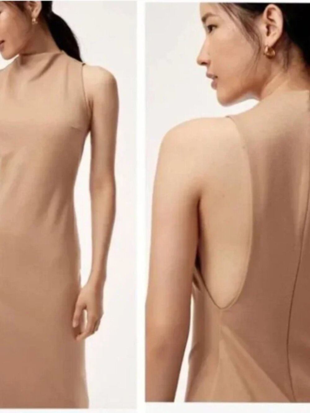 Babaton Matheson Dress Sculpted Nude/ Beige Size 6 Stretch Pencil Knee Knit